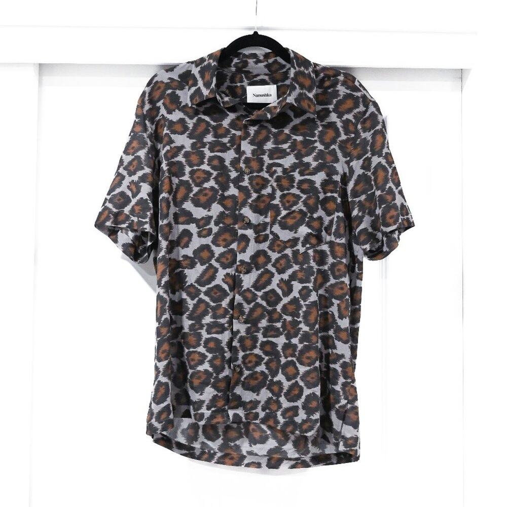 Nanushka Men's Small Animal Print Short Sleeve Button Down Shirt